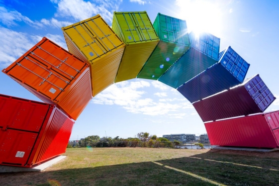 Rainbow shipping container in Fremantle Australia