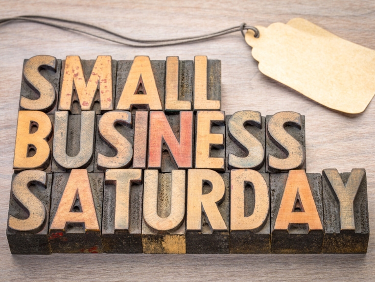 Wooden logo for small business Saturday