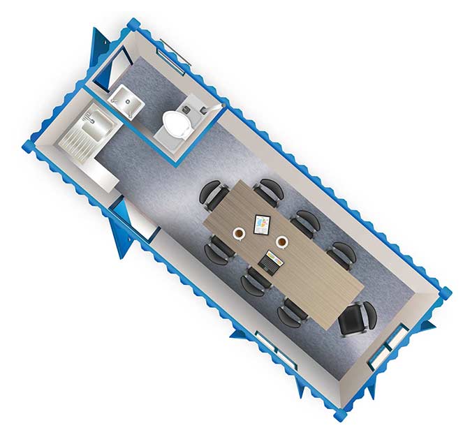 3d render of container converted combi unit