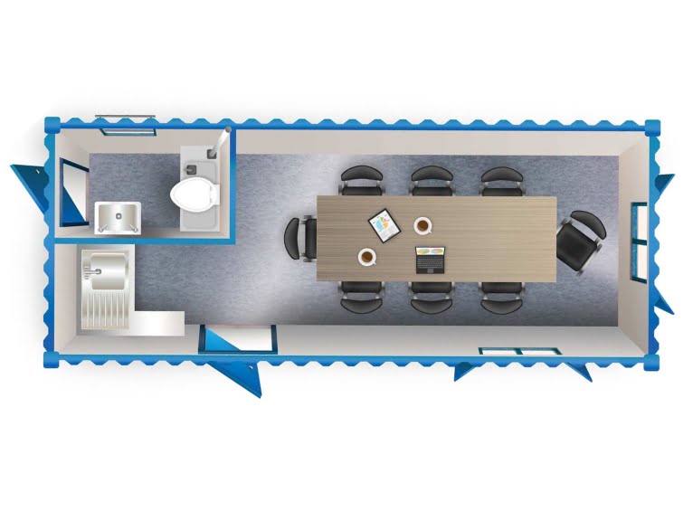 the interior of a combi welfare unit as offered by Philspace