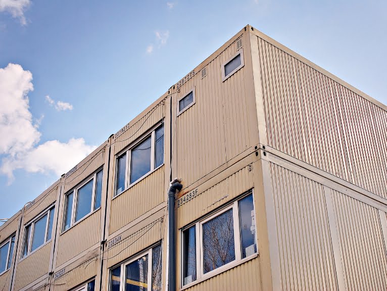container temporary accommodation at a disaster site