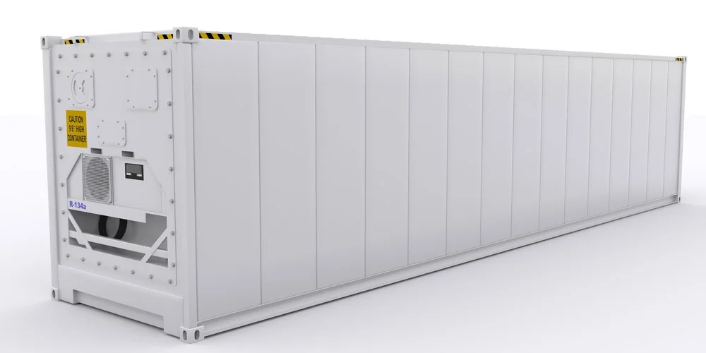 Different types of shipping containers - white ISO reefer shipping container