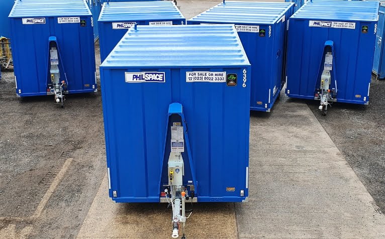 High angle shot of multiple blue Philspace wheeled units