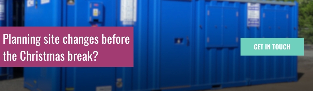 Blue site accommodation units with an on-screen banner reading “Planning site changes before the Christmas break”, as shown in Planning site changes before the Christmas break