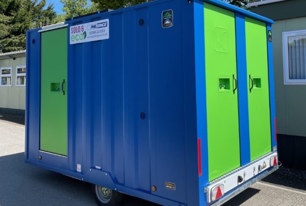 An external shot of Philspace's Solo Eco-6 welfare unit