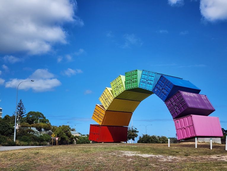 Rainbow shipping container in Fremantle Australia