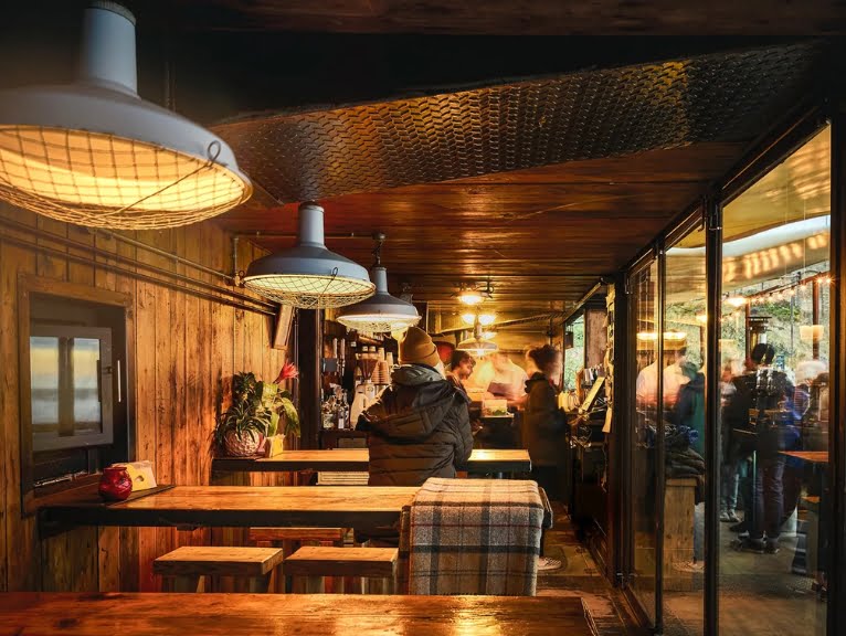 An interior shot of Riley's Fish Shack - a container restaurant in Tyneside.