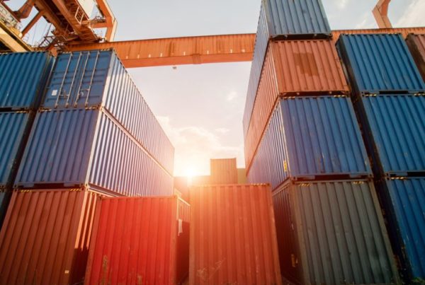 Photograph of shipping containers overheating in the sun