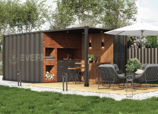 Shipping container barbecue zone