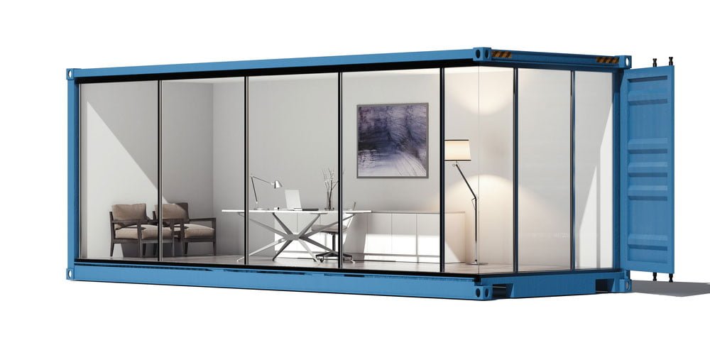 A shipping container converted into an office 