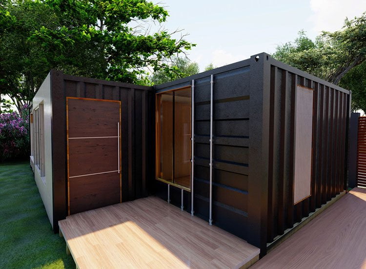 Shipping container used to make a garden room