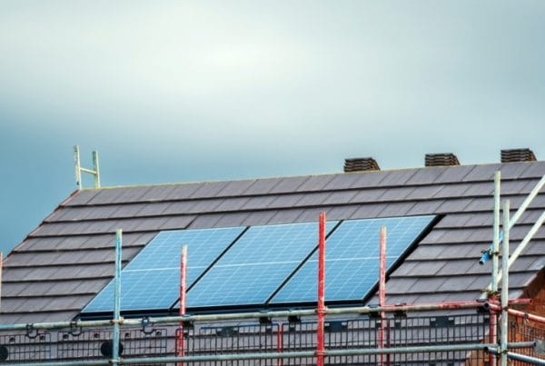 A roof with solar panels in the UK